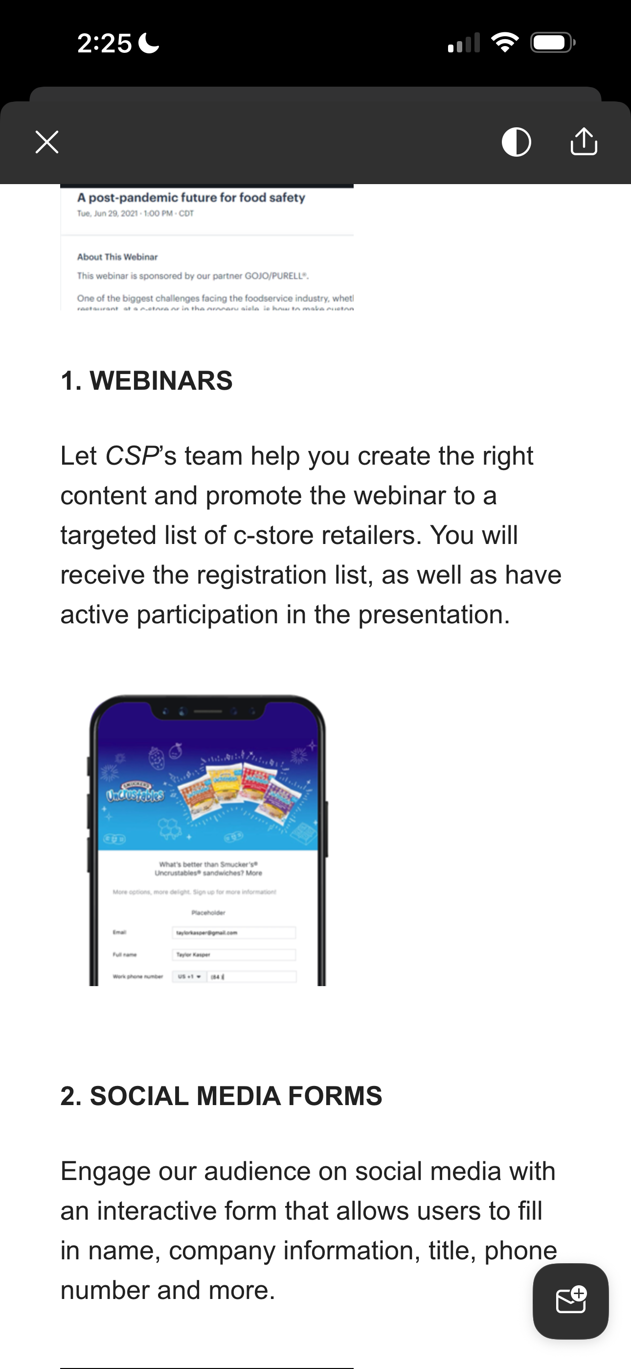 Email campaign example
